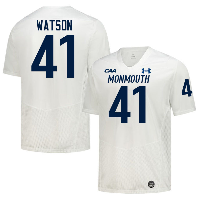 Monmouth Hawks #41 Hunter Watson College Football Jerseys,Uniforms-White